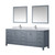 Lexora Jacques 84" Dark Grey Double Vanity Cabinet, White Carrara Marble Top, White Square Sinks and 34" Mirrors w/ Faucets