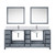 Lexora Jacques 84" Dark Grey Double Vanity Cabinet, White Carrara Marble Top, White Square Sinks and 34" Mirrors w/ Faucets