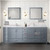 Lexora Jacques 84" Dark Grey Double Vanity Cabinet, White Carrara Marble Top, White Square Sinks and 34" Mirrors w/ Faucets