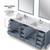 Lexora Jacques 84" Dark Grey Double Vanity Cabinet, White Carrara Marble Top, White Square Sinks and 34" Mirrors w/ Faucets