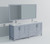 Lexora Jacques 84" Dark Grey Double Vanity Cabinet, White Carrara Marble Top, White Square Sinks and 34" Mirrors w/ Faucets