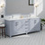 Lexora Jacques 84" Dark Grey Double Vanity Cabinet, White Carrara Marble Top, White Square Sinks and 34" Mirrors w/ Faucets