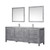 Lexora Jacques 84" Distressed Grey Double Vanity, White Carrara Marble Top, White Square Sinks and 34" Mirrors w/ Faucets