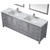 Lexora Jacques 84" Distressed Grey Double Vanity, White Carrara Marble Top, White Square Sinks and 34" Mirrors w/ Faucets
