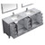Lexora Jacques 84" Distressed Grey Double Vanity, White Carrara Marble Top, White Square Sinks and 34" Mirrors w/ Faucets