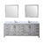 Lexora Jacques 84" Distressed Grey Double Vanity Cabinet, White Carrara Marble Top, White Square Sinks and 34" Mirrors w/ Faucets