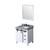 Lexora Marsyas 30" White Single Vanity Cabinet, Grey Quartz Top, White Square Sink and 28" Mirror w/ Faucet