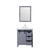 Lexora Marsyas 30" Dark Grey Single Vanity, White Carrara Marble Top, White Square Sink and 28" Mirror w/ Faucet