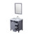 Lexora Marsyas 30" Dark Grey Single Vanity, White Carrara Marble Top, White Square Sink and 28" Mirror w/ Faucet
