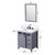Lexora Marsyas 30" Dark Grey Single Vanity Cabinet, White Carrara Marble Top, White Square Sink and 28" Mirror w/ Faucet