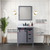 Lexora Marsyas 30" Dark Grey Single Vanity Cabinet, White Carrara Marble Top, White Square Sink and 28" Mirror w/ Faucet