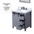 Lexora Marsyas 30" Dark Grey Single Vanity Cabinet, White Carrara Marble Top, White Square Sink and 28" Mirror w/ Faucet