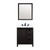 Lexora Marsyas 30" Brown Single Vanity Cabinet, White Quartz Top, White Square Sink and 28" Mirror w/ Faucet