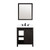 Lexora Marsyas 30" Brown Single Vanity Cabinet, White Quartz Top, White Square Sink and 28" Mirror w/ Faucet