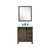 Lexora Marsyas 30" Rustic Brown Single Vanity Cabinet, White Quartz Top, White Square Sink and 28" Mirror w/ Faucet