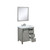 Lexora Marsyas 30" Ash Grey Single Vanity, White Quartz Top, White Square Sink and 28" Mirror w/ Faucet