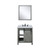 Lexora Marsyas 30" Ash Grey Single Vanity Cabinet, White Quartz Top, White Square Sink and 28" Mirror w/ Faucet
