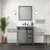 Lexora Marsyas 30" Ash Grey Single Vanity Cabinet, White Quartz Top, White Square Sink and 28" Mirror w/ Faucet