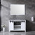 Lexora Marsyas 48" White Single Vanity, Grey Quartz Top, White Square Sink and 44" Mirror w/ Faucet