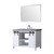 Lexora Marsyas 48" White Single Vanity, Grey Quartz Top, White Square Sink and 44" Mirror w/ Faucet