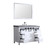 Lexora Marsyas 48" White Single Vanity, Grey Quartz Top, White Square Sink and 44" Mirror w/ Faucet