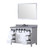 Lexora Marsyas 48" White Single Vanity Cabinet, Grey Quartz Top, White Square Sink and 44" Mirror w/ Faucet