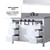 Lexora Marsyas 48" White Single Vanity Cabinet, Grey Quartz Top, White Square Sink and 44" Mirror w/ Faucet