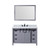 Lexora Marsyas 48" Dark Grey Single Vanity Cabinet, White Carrara Marble Top, White Square Sink and 44" Mirror w/ Faucet