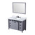 Lexora Marsyas 48" Dark Grey Single Vanity Cabinet, White Carrara Marble Top, White Square Sink and 44" Mirror w/ Faucet