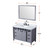 Lexora Marsyas 48" Dark Grey Single Vanity Cabinet, White Carrara Marble Top, White Square Sink and 44" Mirror w/ Faucet