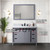 Lexora Marsyas 48" Dark Grey Single Vanity Cabinet, White Carrara Marble Top, White Square Sink and 44" Mirror w/ Faucet
