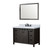 Lexora Marsyas 48" Brown Single Vanity Cabinet, White Quartz Top, White Square Sink and 44" Mirror w/ Faucet