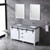 Lexora Marsyas 60" White Double Vanity, Grey Quartz Top, White Square Sinks and 24" Mirrors w/ Faucets