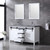 Lexora Marsyas 60" White Double Vanity, Grey Quartz Top, White Square Sinks and 24" Mirrors w/ Faucets