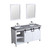 Lexora Marsyas 60" White Double Vanity, Grey Quartz Top, White Square Sinks and 24" Mirrors w/ Faucets