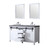 Lexora Marsyas 60" White Double Vanity, Grey Quartz Top, White Square Sinks and 24" Mirrors w/ Faucets