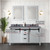 Lexora Marsyas 60" White Double Vanity Cabinet, Grey Quartz Top, White Square Sinks and 24" Mirrors w/ Faucets
