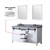 Lexora Marsyas 60" White Double Vanity Cabinet, Grey Quartz Top, White Square Sinks and 24" Mirrors w/ Faucets