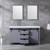 Lexora Marsyas 60" Dark Grey Double Vanity, White Carrara Marble Top, White Square Sinks and 24" Mirrors w/ Faucets