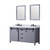 Lexora Marsyas 60" Dark Grey Double Vanity Cabinet, White Carrara Marble Top, White Square Sinks and 24" Mirrors w/ Faucets