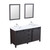 Lexora Marsyas 60" Brown Double Vanity, White Quartz Top, White Square Sinks and 24" Mirrors w/ Faucets