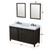 Lexora Marsyas 60" Brown Double Vanity Cabinet, White Quartz Top, White Square Sinks and 24" Mirrors w/ Faucets