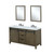 Lexora Marsyas 60" Rustic Brown Double Vanity, White Quartz Top, White Square Sinks and 24" Mirrors w/ Faucets