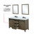 Lexora Marsyas 60" Rustic Brown Double Vanity Cabinet, White Quartz Top, White Square Sinks and 24" Mirrors w/ Faucets