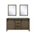 Lexora Marsyas 60" Rustic Brown Double Vanity Cabinet, no Top and 24" Mirrors