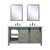 Lexora Marsyas 60" Ash Grey Double Vanity, White Quartz Top, White Square Sinks and 24" Mirrors w/ Faucets