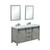 Lexora Marsyas 60" Ash Grey Double Vanity, White Quartz Top, White Square Sinks and 24" Mirrors w/ Faucets