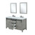 Lexora Marsyas 60" Ash Grey Double Vanity, White Quartz Top, White Square Sinks and 24" Mirrors w/ Faucets