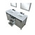 Lexora Marsyas 60" Ash Grey Double Vanity, White Quartz Top, White Square Sinks and 24" Mirrors w/ Faucets