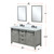 Lexora Marsyas 60" Ash Grey Double Vanity Cabinet, White Quartz Top, White Square Sinks and 24" Mirrors w/ Faucets